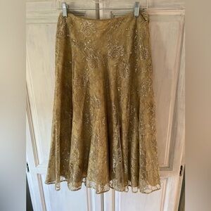 Jones New York Gold Lace A-Line Skirt